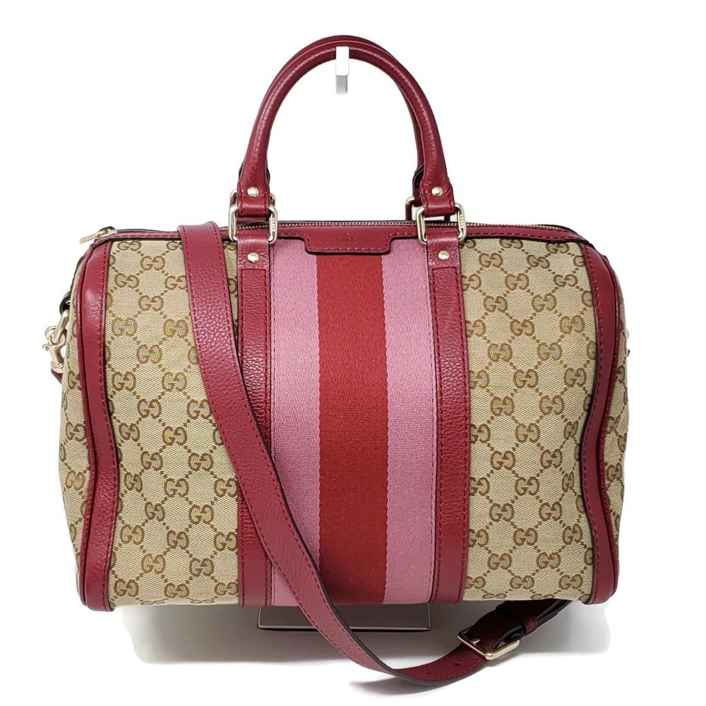 100% Auth Gucci Canvas Vintage Boston Satchel Bag - Picture 1 of 15